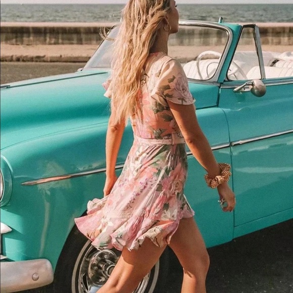 Lily Pink Floral Wrap Boho Mini Playdress - Picture 5 of 8